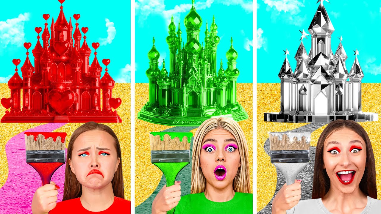 تحدي البيت الملون | الياقوت مقابل الزمرد مقابل الماس Crazy DO