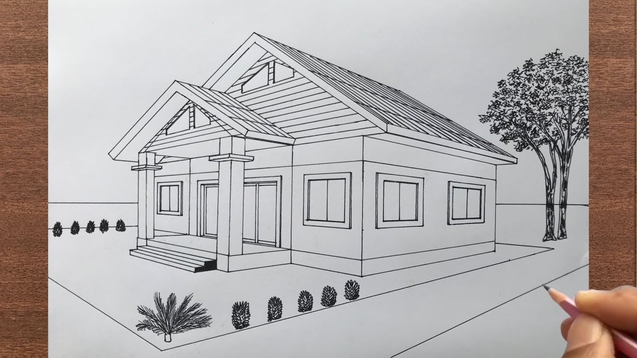 How to Draw a House in 2 Point Perspective