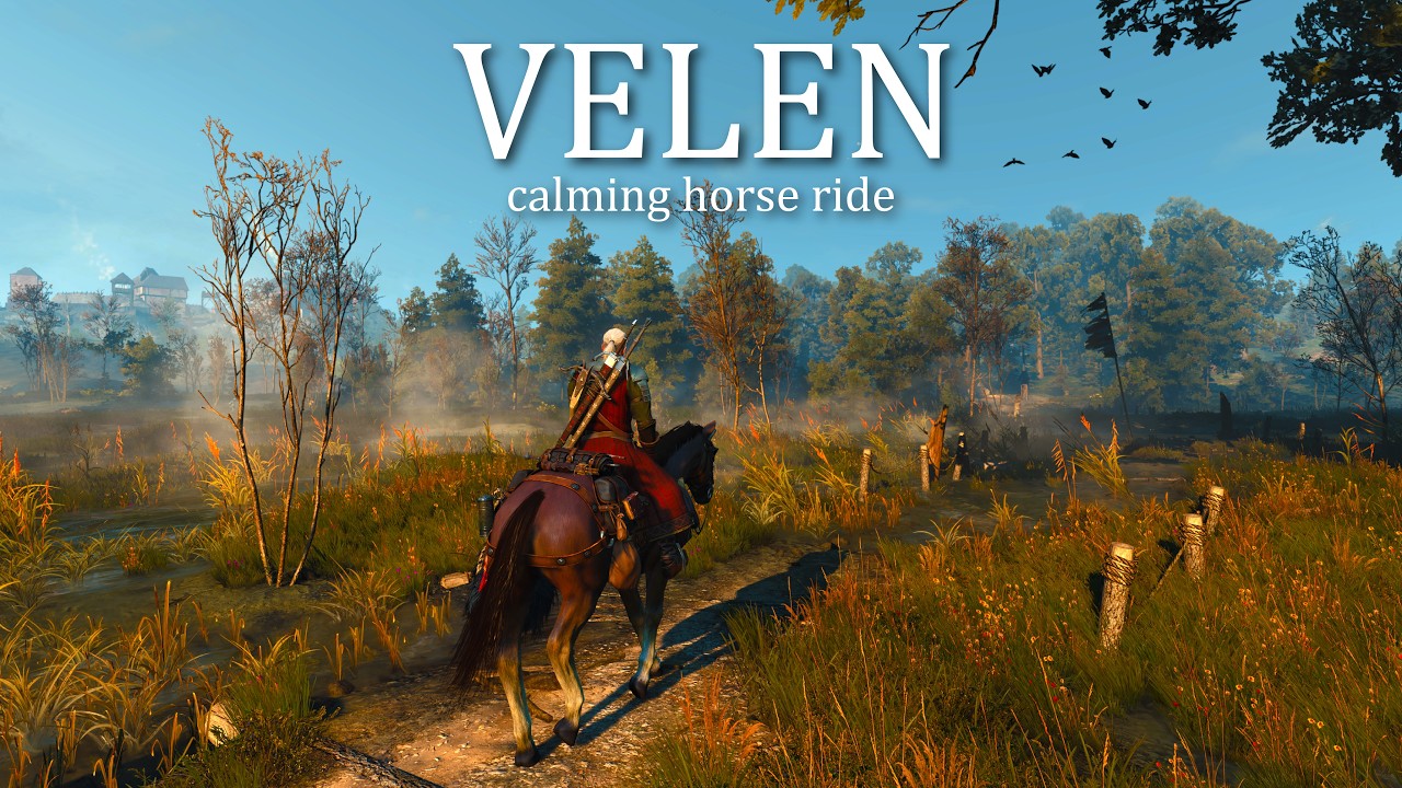 Geralt Takes a Calming Horse Ride through Velen | The Witcher 3 (Relaxing Ambience & Music)