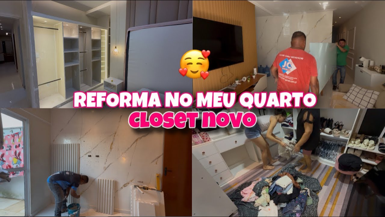 COME&Ccedil;OU A REFORMA NO MEU QUARTO💖 ACABOU MEU CLOSET - MUITA POEIRA E QUEBRA-QUEBRA🤯