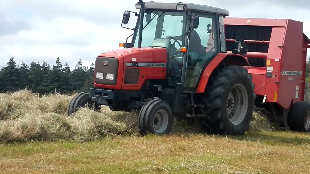 Baling Hay - MF4253 and MF1745