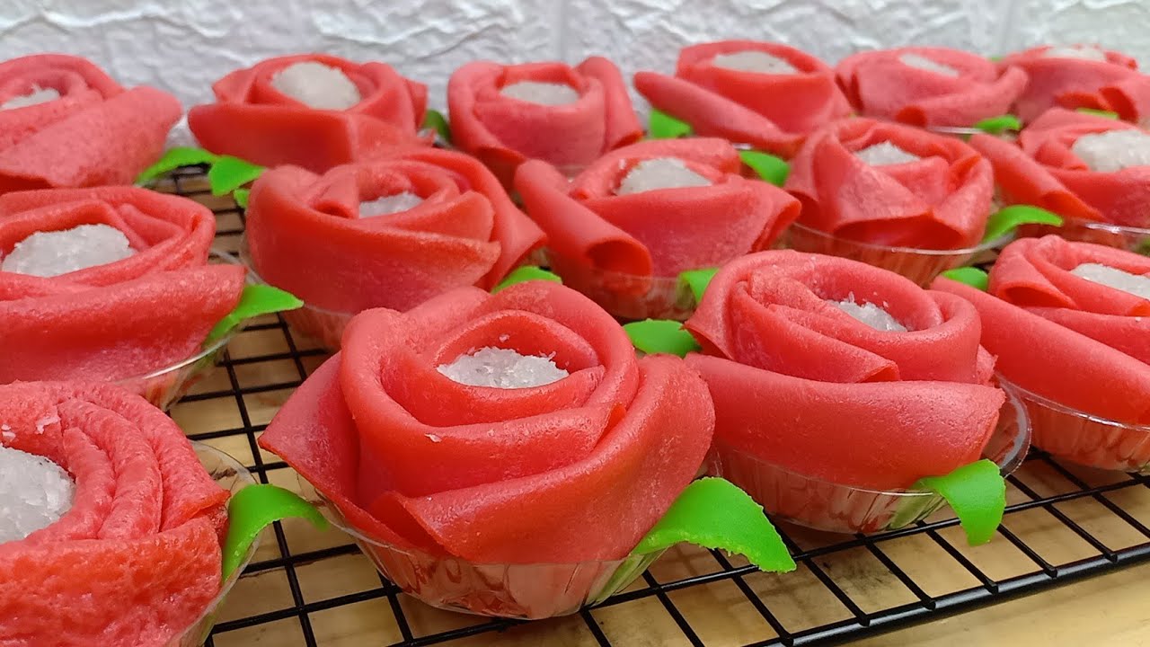 KUE TRADISIONAL DIKREASIKAN BENTUK BUNGA MAWAR YG CANTIK | COCOK UNTUK HANTARAN | DADAR GULUNG MAWAR