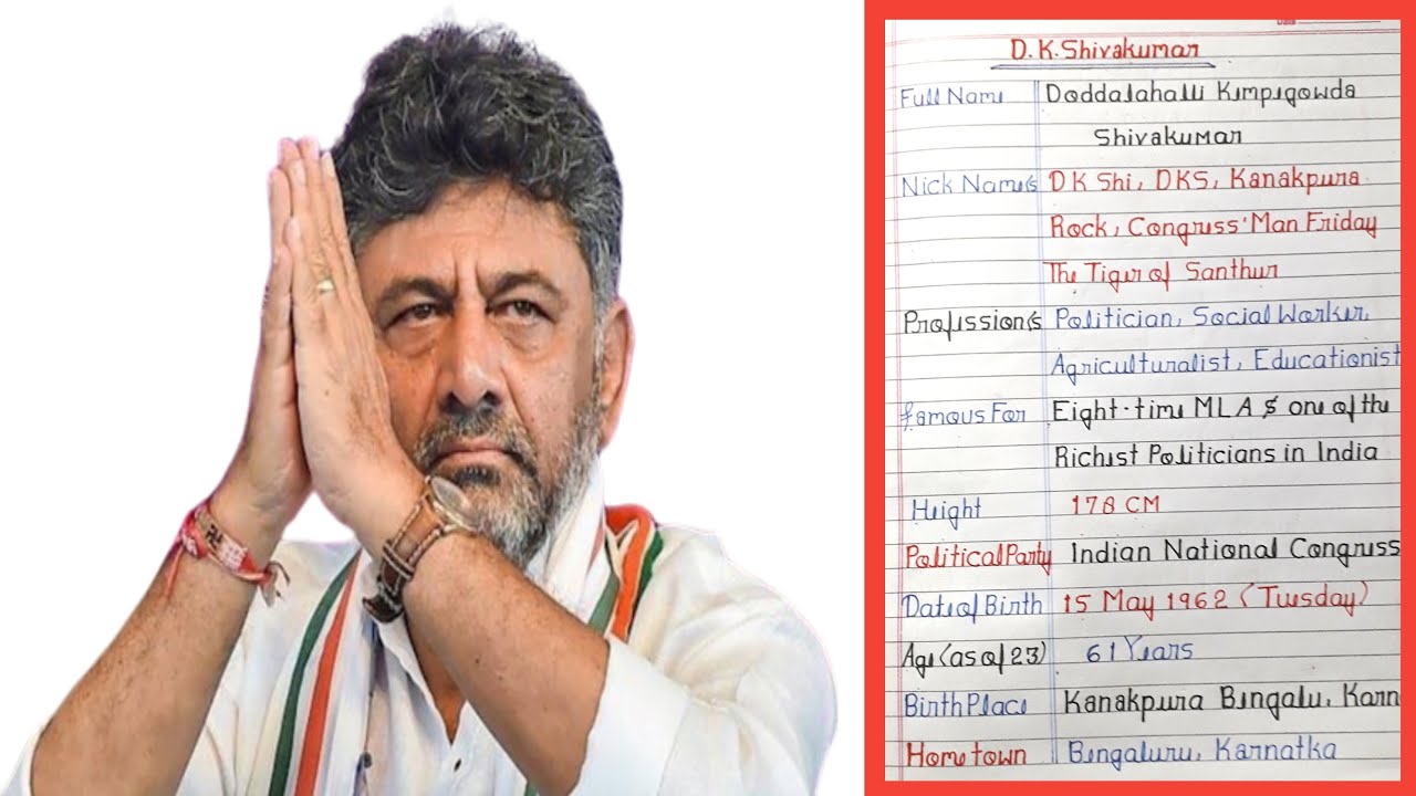 D K Shivakumar ke bare mein | About D K Shivkumar | D K Shivkumar Biography | D K Shiva Full Details