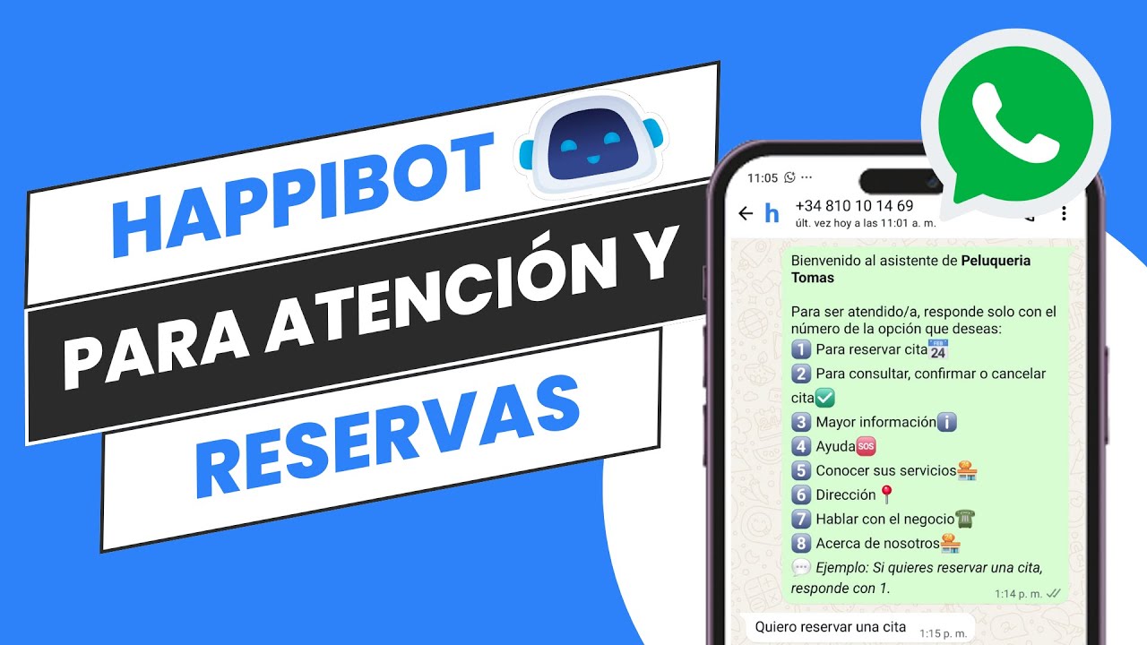Cómo tener tu Chatbot de whatsapp HappiBot 🤖 para Reserva de Citas y Atención 24/7 [TUTORIAL]