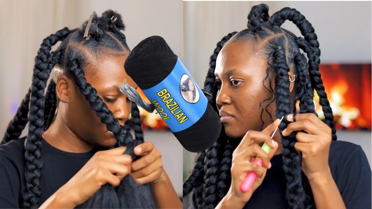 JUMBO BOHO BRAIDS using BRAZILIAN WOOL. Budget friendly hairstyle