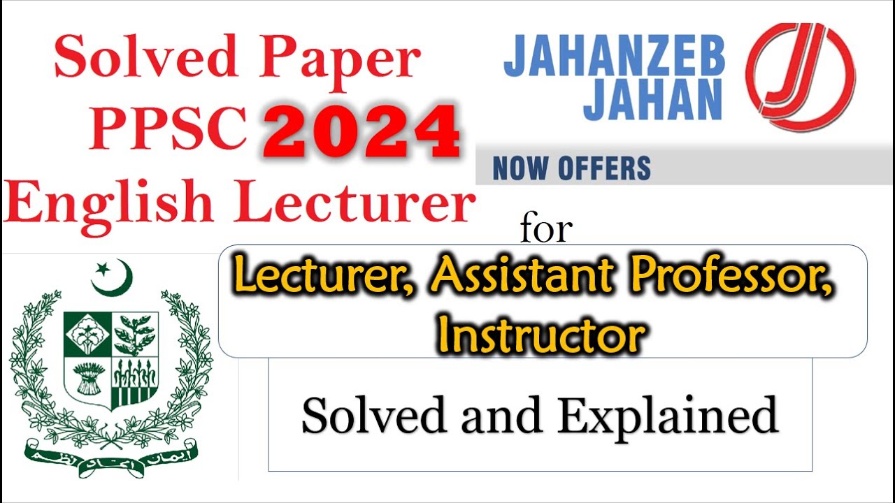 PPSC 2024 English Solved Paper of Lecturer Instructor Assistant Professor #ppsc