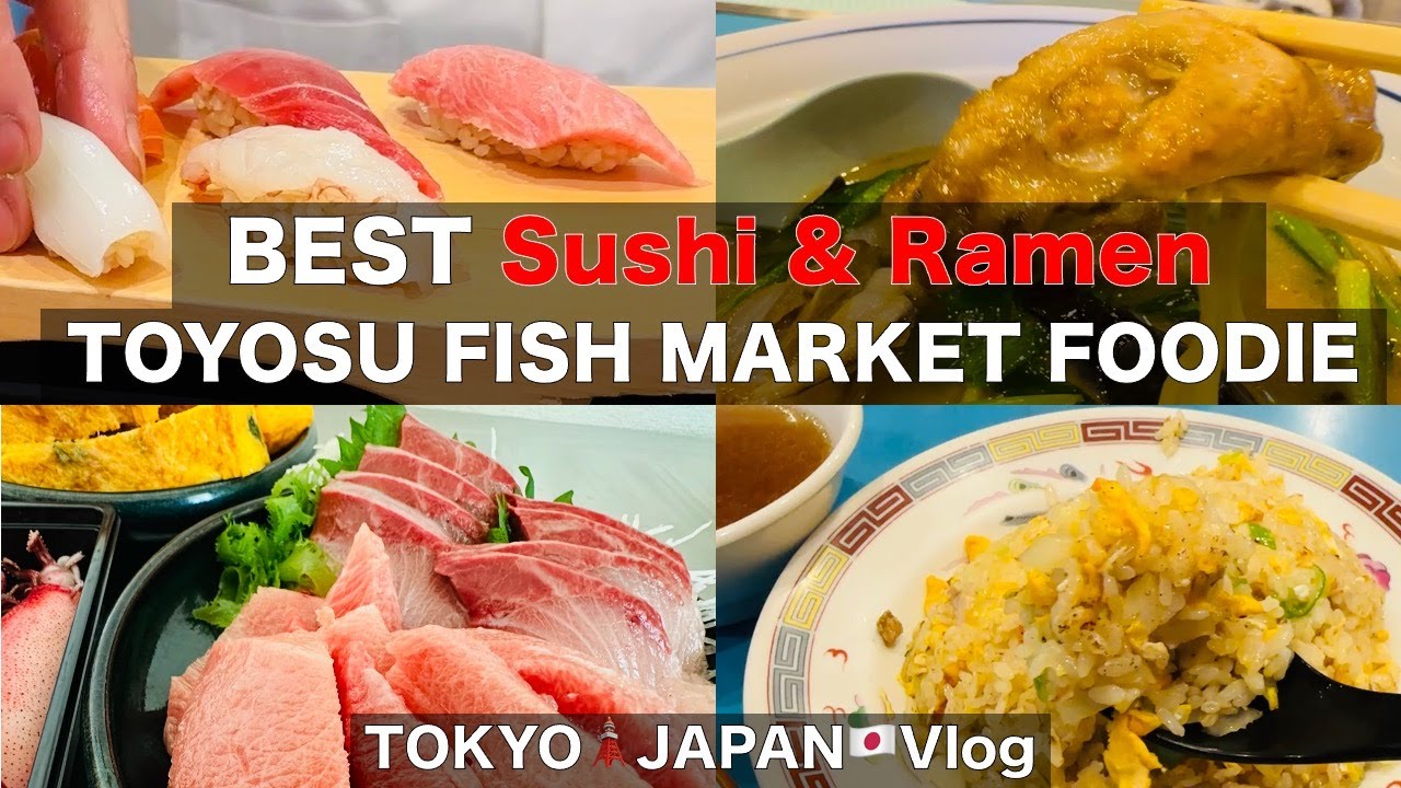4K#32-36 I enjyoed best gourmet food at Toyosu Fish Market,Japan. #sushi #ramen #friedrice  #vlog