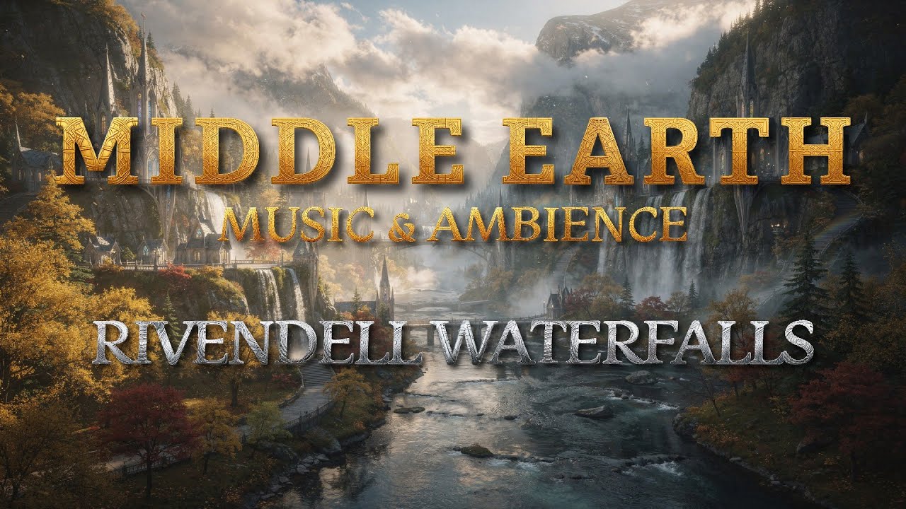 Rivendell Waterfalls & Ethereal Harp for Deep Concentration | 3 Hours | Studying, Relaxing, ASMR