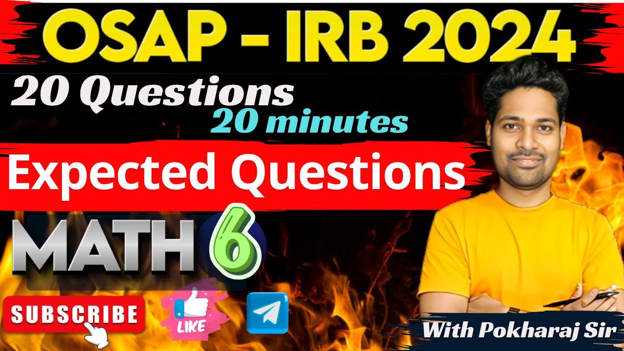 OSAP/IRB 2024-25# MATHEMATIC Top 20 (PROFIT & LOSS, CI,SI,TIME & WORK) #odishapolice#ossc#osap#irb#