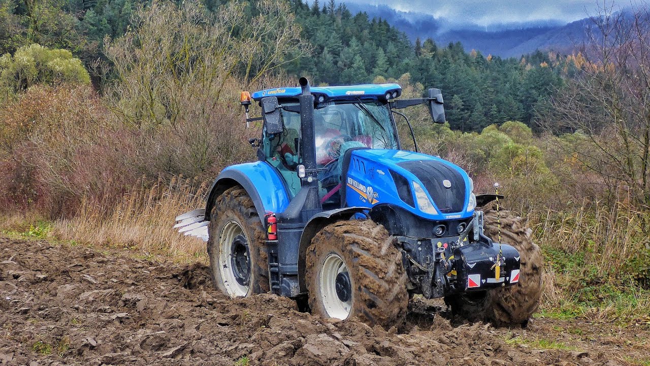 Сложная и тяжелая вспашка 2023 New Holland T7.290 + Lemken Juwel 7 на влажной и каменистой почве