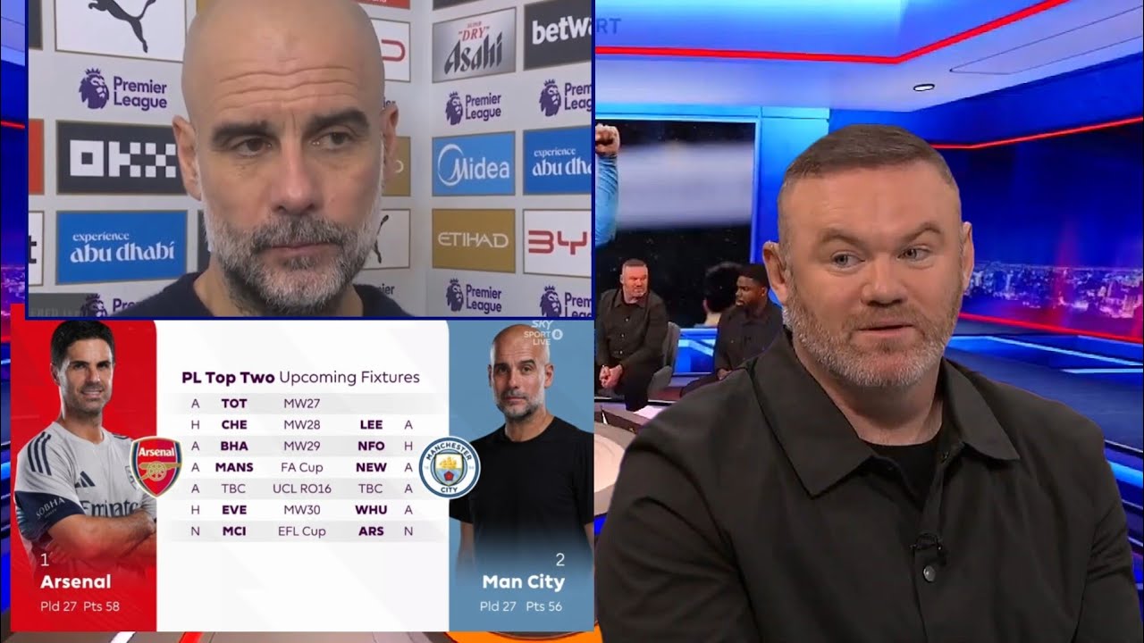Arsenal STUTTER again: Only 3 wins in last 8 games – Rooney warns “Man City will run them close