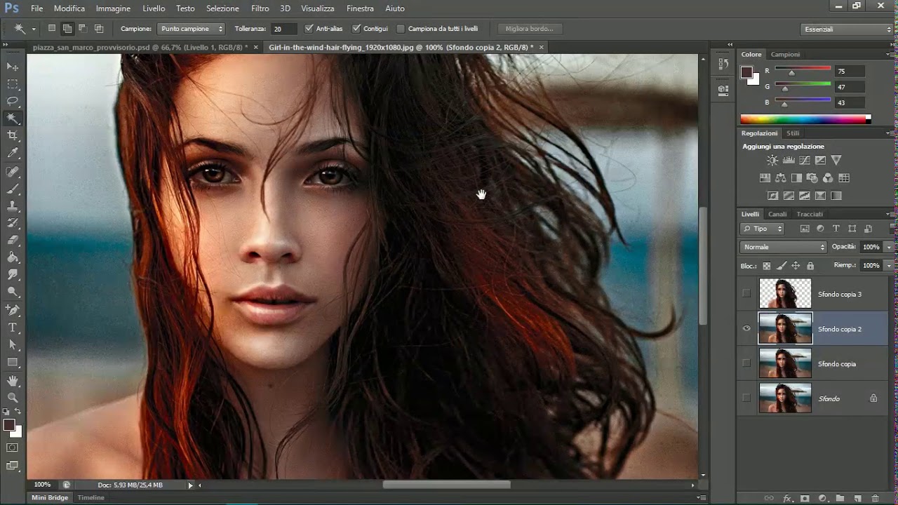 Photoshop: scontorno capelli