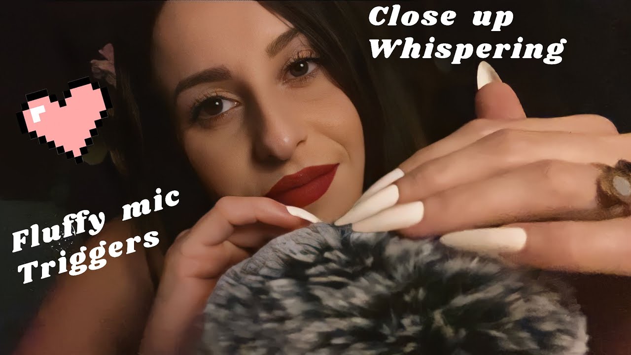 Asmr | fluffy mic triggers | close up whispering
