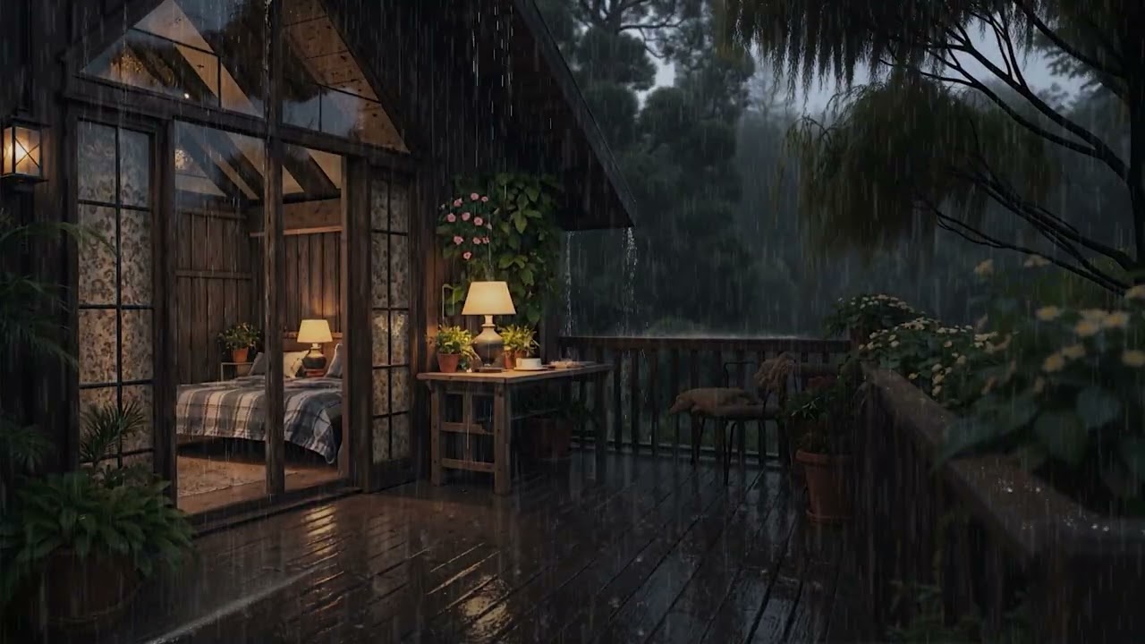 Quiet Rain on a Cabin in the Deep Forest 🌧️🏡 Peaceful Indoor Night for Deep Sleep | 4K – No Ads