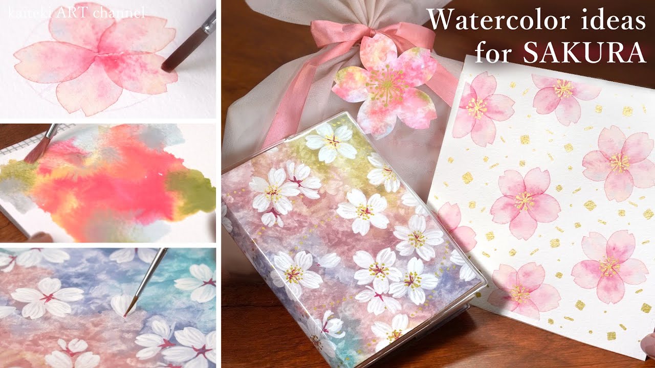 🌸水彩で咲かせる３種類の桜イラスト🌸描き方解説＆メイキング　How to Paint SAKURA with Watercolors