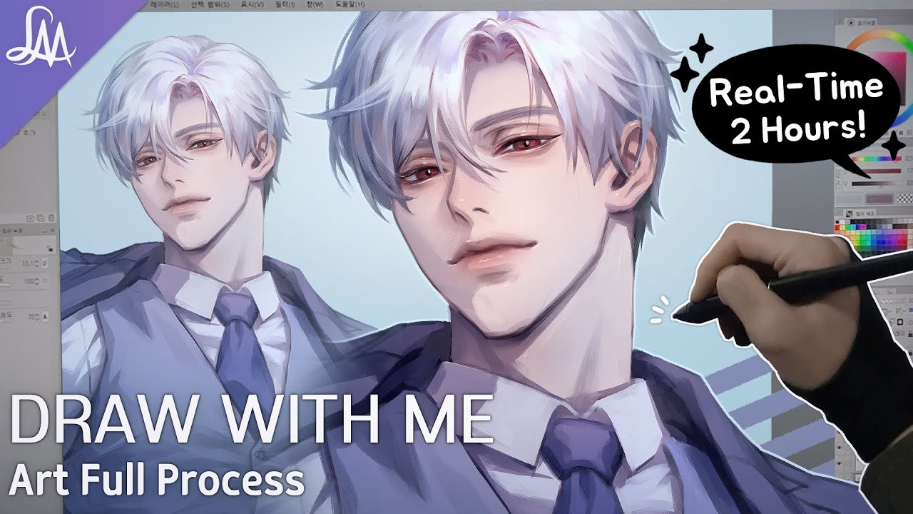 REAL TIME✨ 2 hour full process✏️ [Draw with me/Clip Studio] chill music