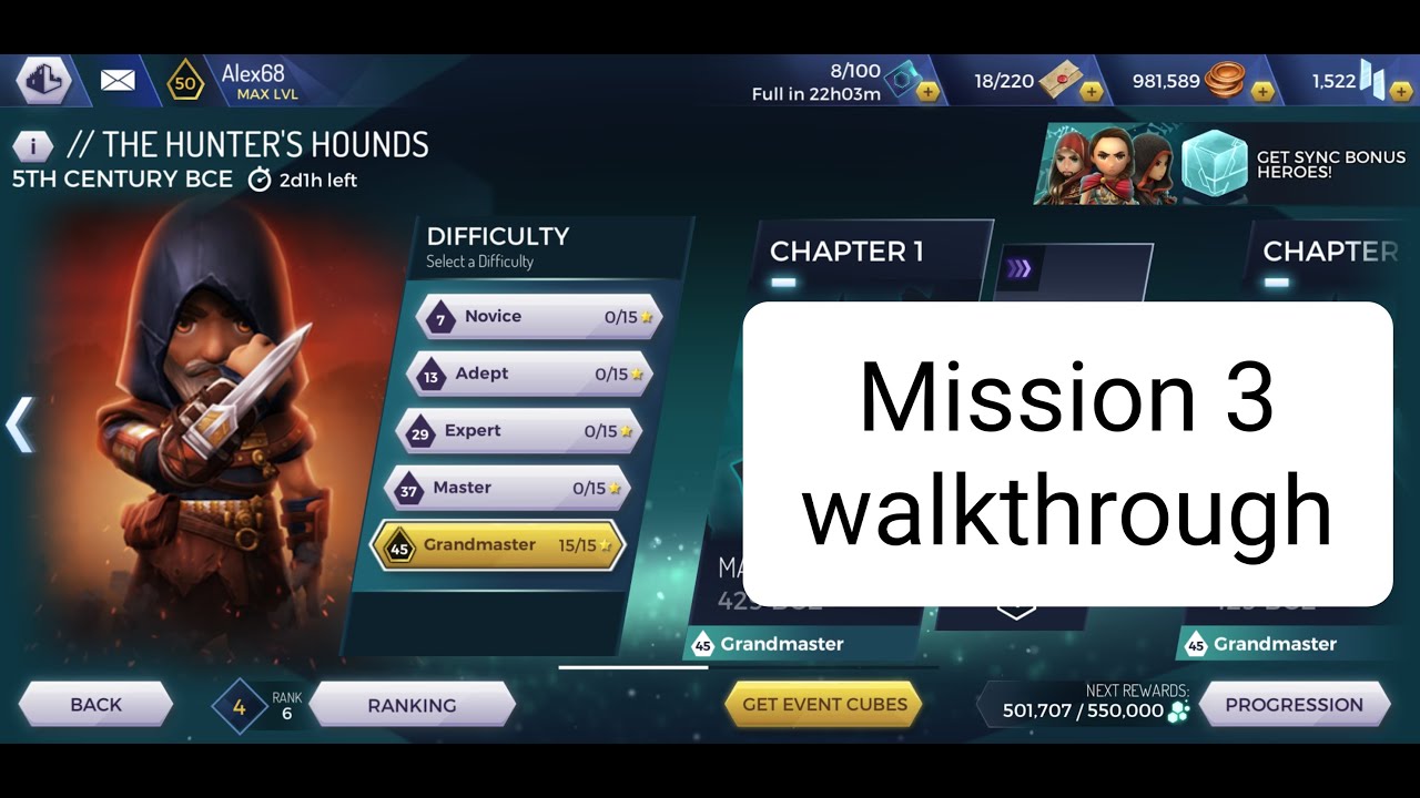 The Hunter's Hound event Mission 3 Grandmaster level. Assassin's Creed Rebellion Helix Rift Event
