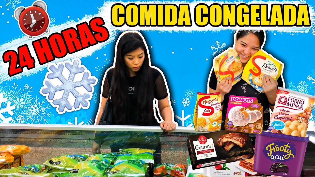 24 HORAS só COMENDO COMIDA CONGELADA COM A FAMÍLIA! | Blog das irmãs