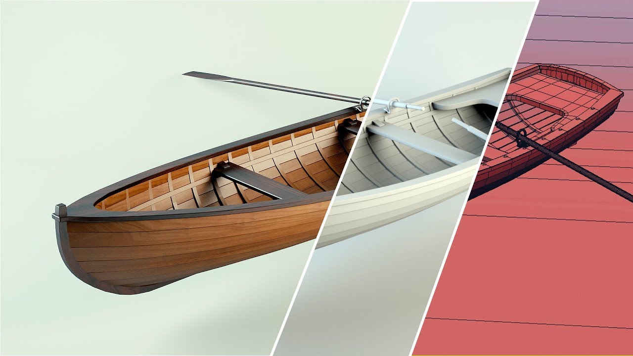 Modelling row boat in 1 hour -  3ds max tutorial(no sound)