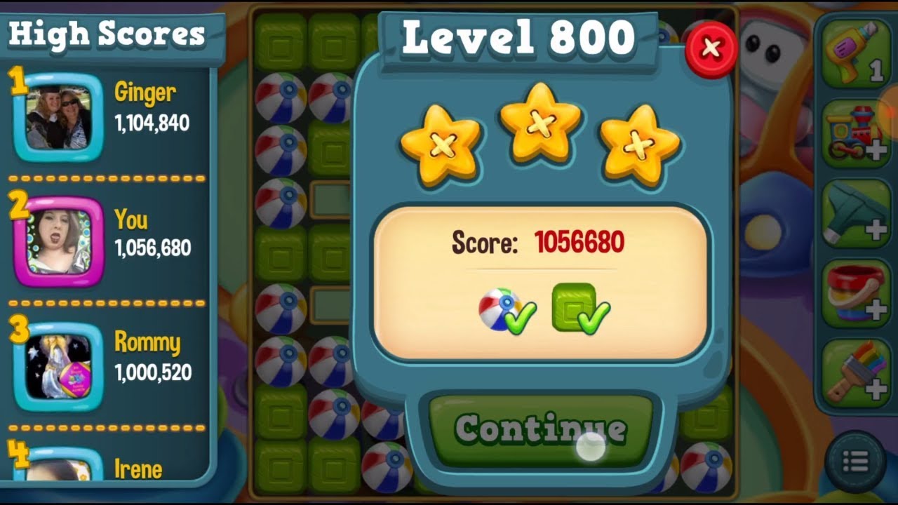 Уровень 800 Toy blast :) НАБИТ БОЛЕЕ ОДНОГО МИЛЛИОНА ОЧКОВ без усилителей и бонусов!!!!! :) #toyb...