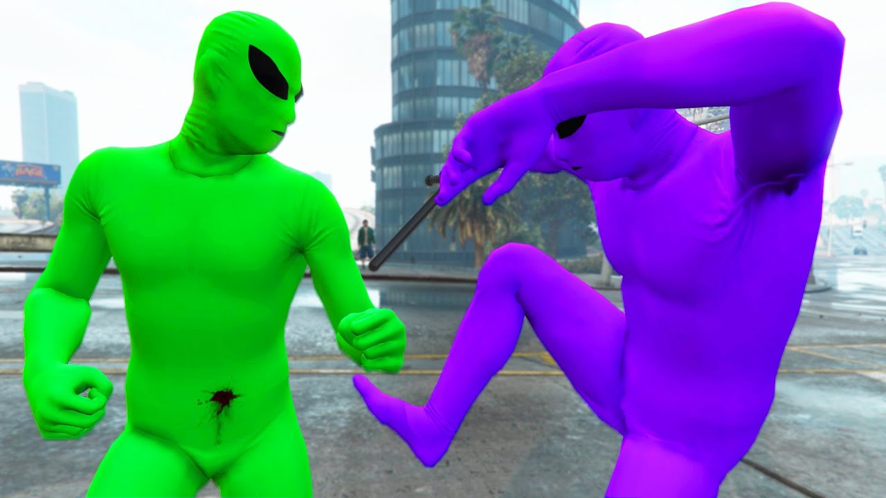 Green Aliens V.S Purple Aliens - GTA 5