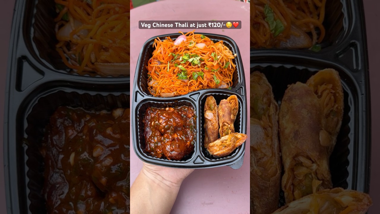 Desi Chinese Thali😳🥵 at just ₹120/- #shorts #springrolls #indianstreetfood