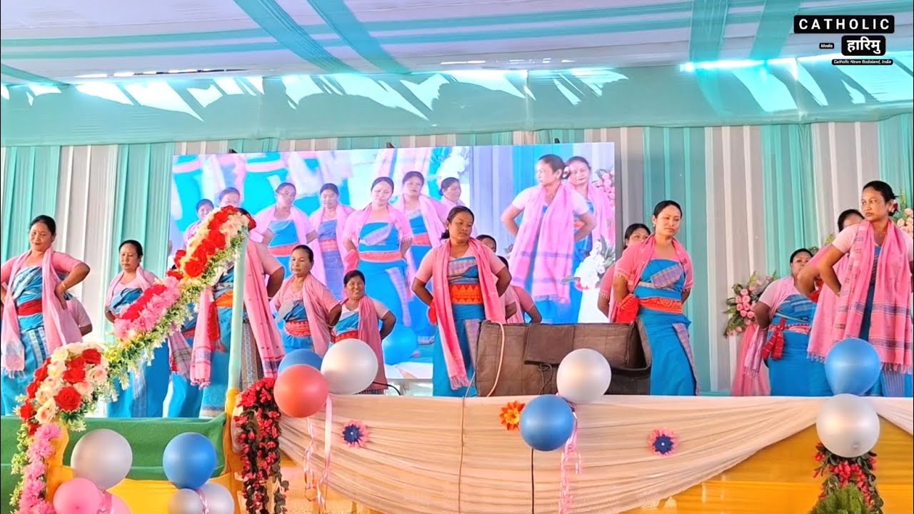 Boro women group dance in Thanksgiving Holy Mass of Rev. Fr. Nershan Kolary at Santipur, Udalguri.