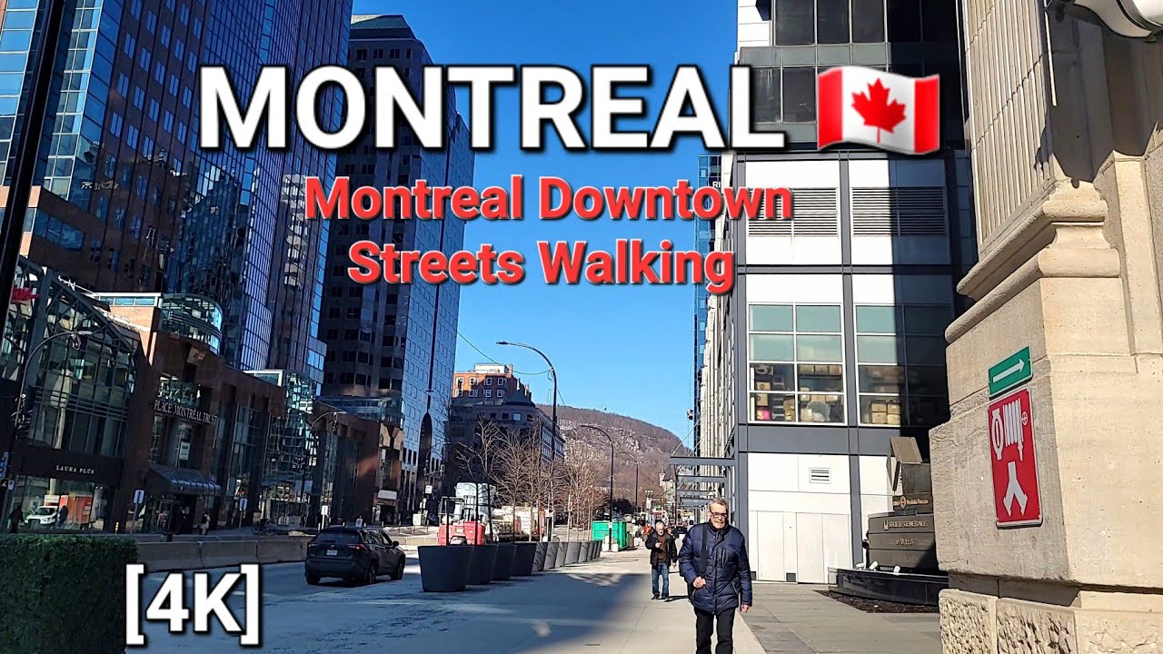 Montreal Downtown Walking in 4K Place Ville Marie to Sherbrooke Street 