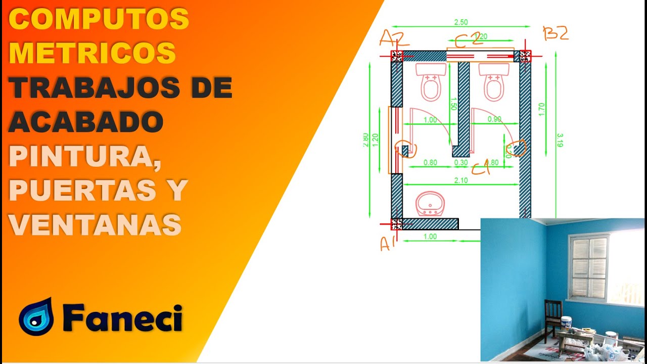 CALCULO DE COMPUTOS METRICOS - TRABAJOS DE ACABADO (PINTURAS, PUERTAS, VENTANAS)✅