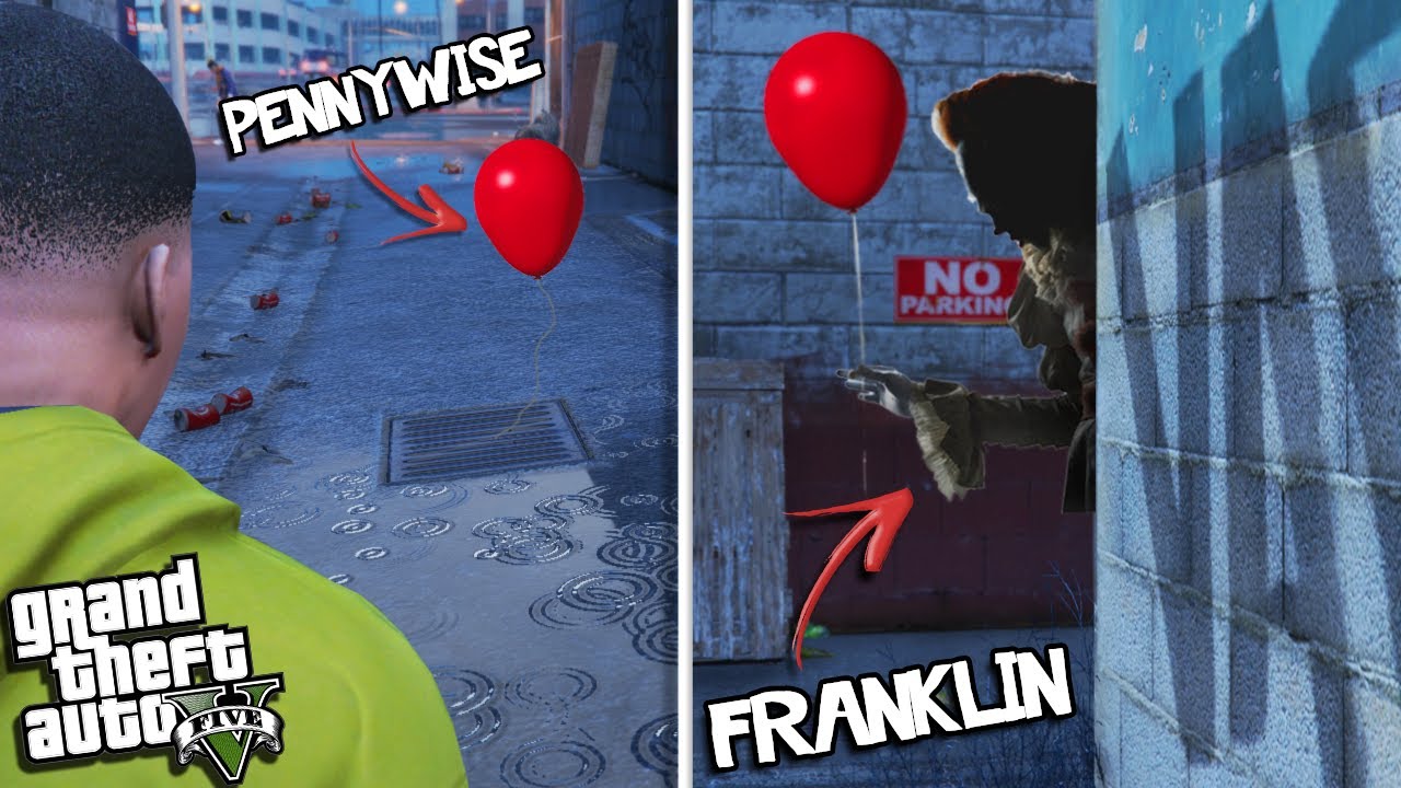 FRANKLIN becomes PENNYWISE the CLOWN (GTA 5 Mods)