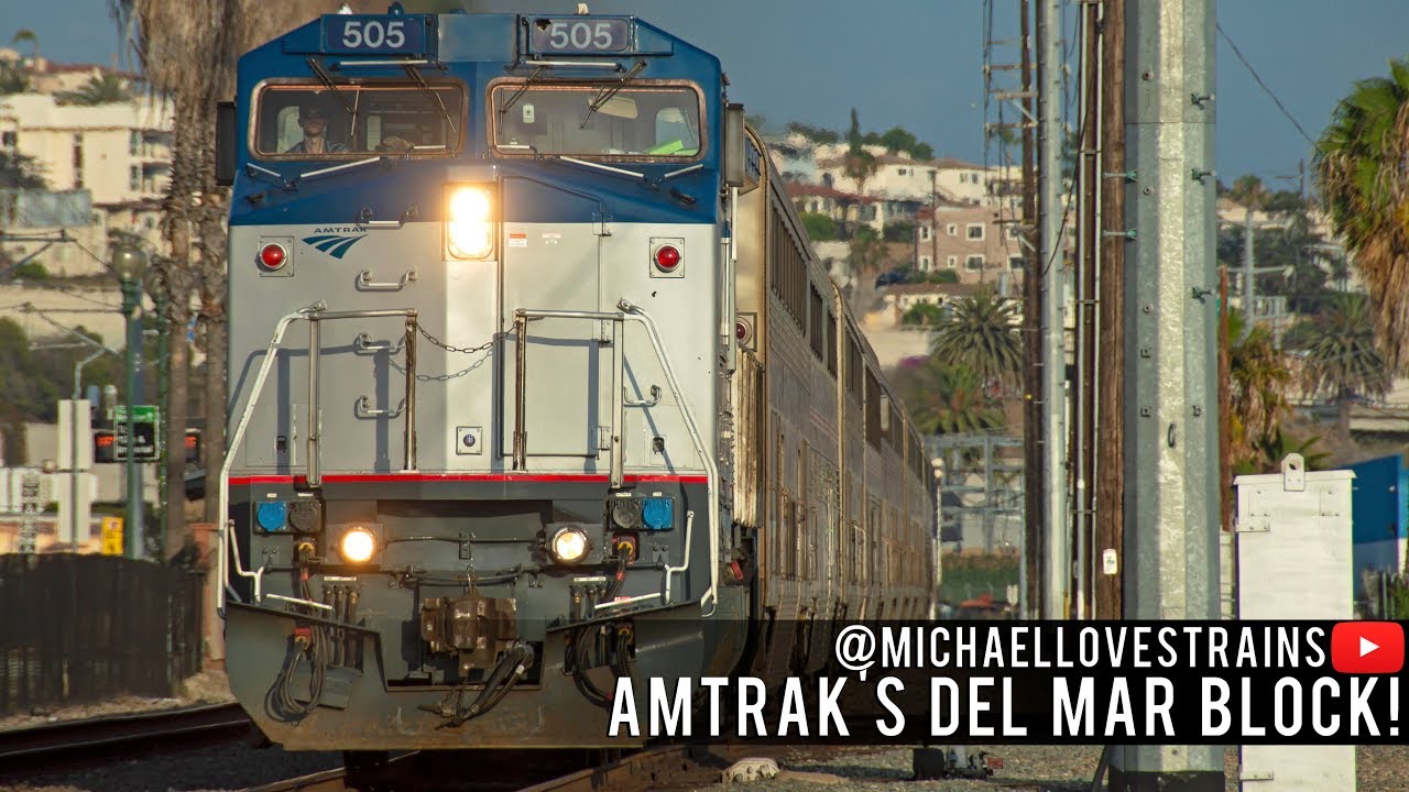 4K - Amtrak's 2018 Del Mar Block on the Pacific Surfliner - 10 Car Amtrak Trains