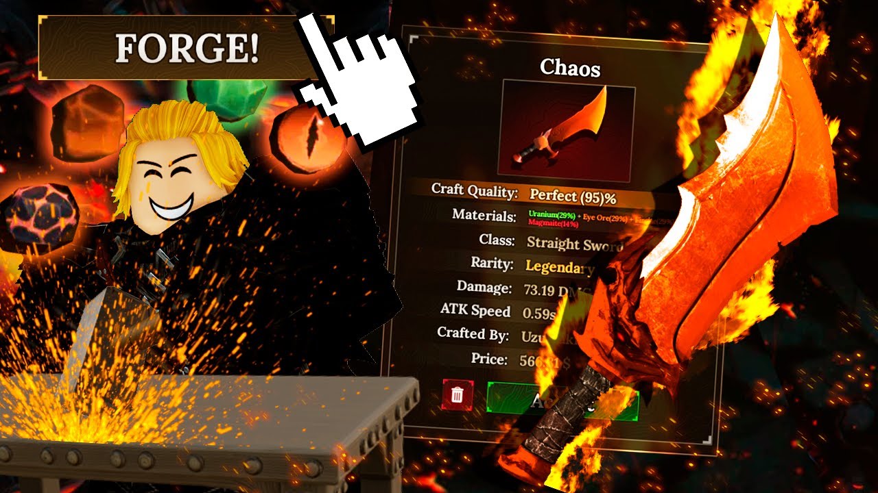 A LÂMINA DO 𝗖𝗔𝗢𝗦! EU FORJEI UMAS DAS ARMAS MAIS RARAS E FORTES DO THE FORGE!
