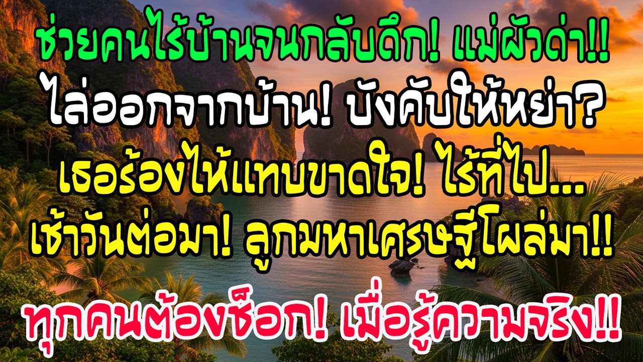ฉันช่วยชายไร้บ้านจนกลับดึก แม่สามีไล่ออกจากบ้านและบังคับให้หย่า แต่เช้าวันถัดมา ลูกชายเศรษฐีของเขามา