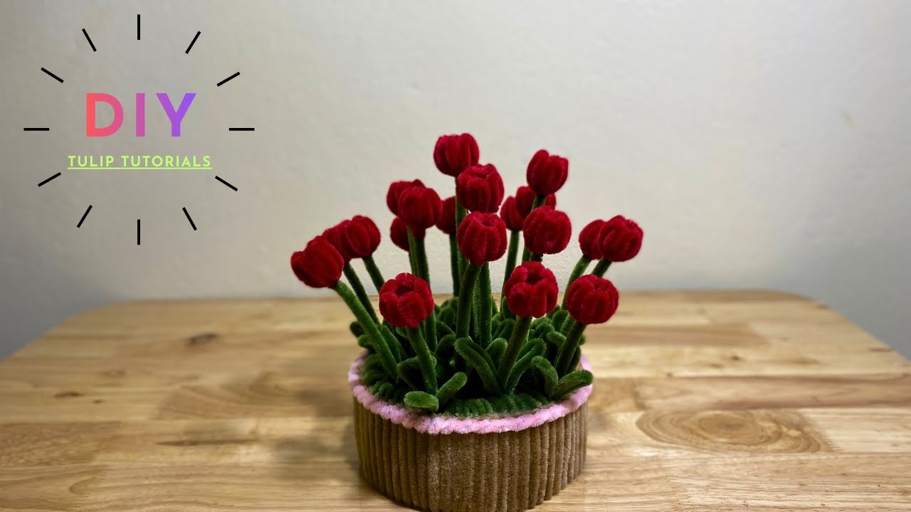 Tulips | Create a beautiful tulip flower pot using bent wire | easy tulip flower craft
