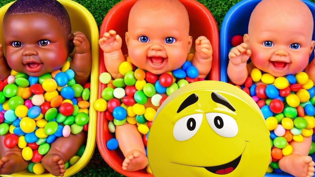 7 Minutes Satisfying with Full of 3 Rainbow BathTubs Candy with M&M's & Magic Slime Cutting Video