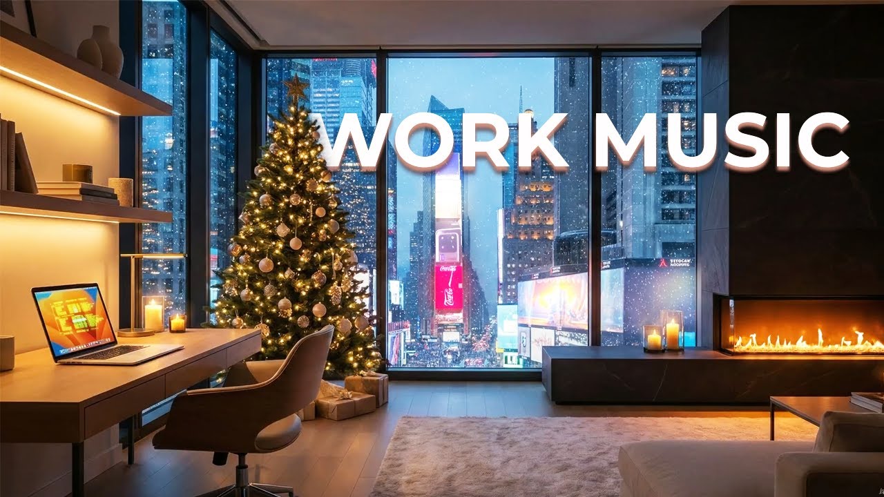 Christmas Music for Work 🎄 New York Snowfall & Cozy Winter City Ambience