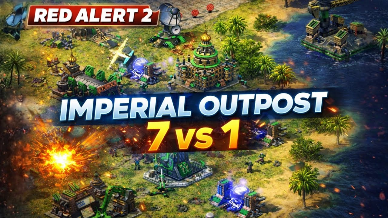 Red Alert 2 | Imperial Outpost | (7 vs 1 + Superweapons)