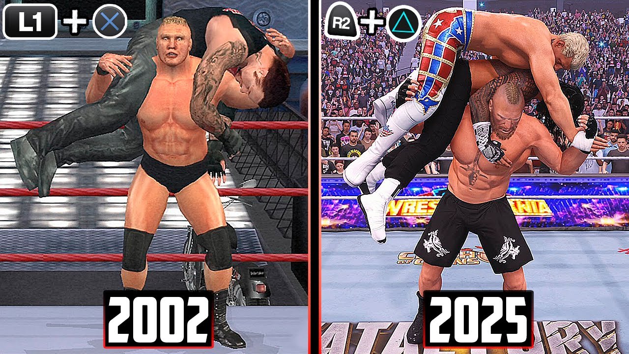 Эволюция Брока Леснара F5 в играх WWE! (от WWE SYM до WWE 2K25)