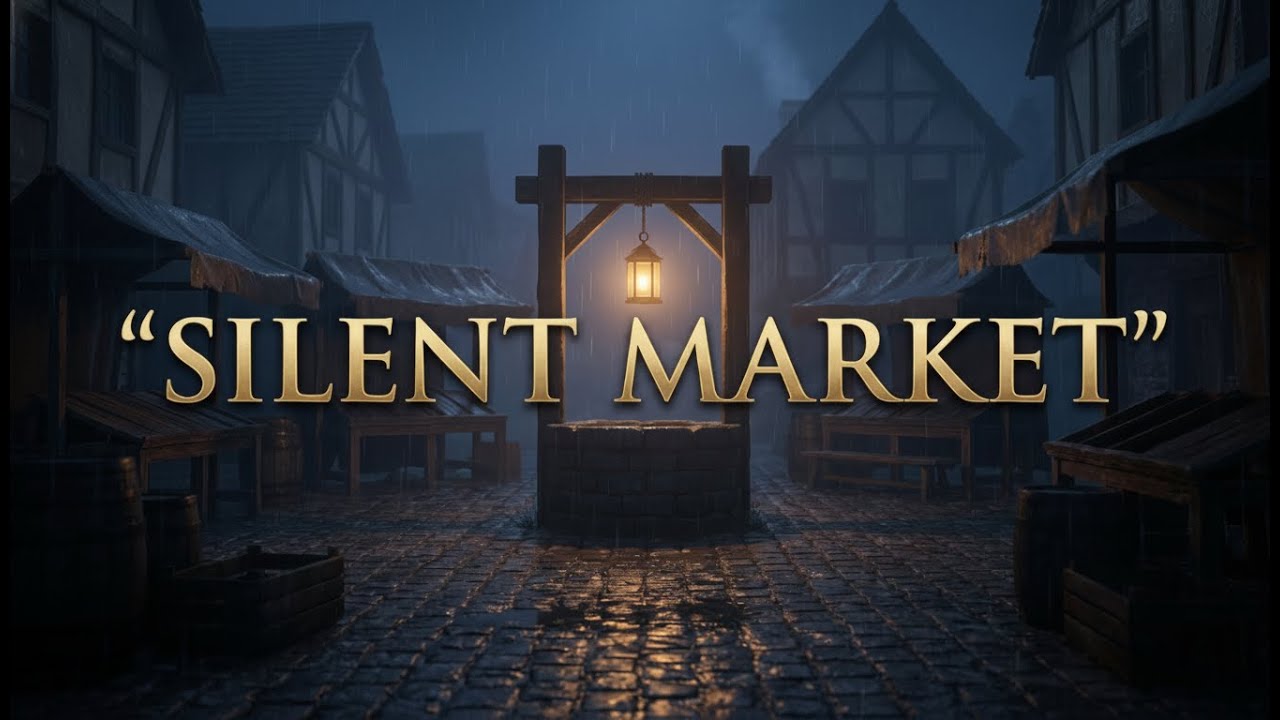 Medieval Market After Closing Rain, Lanterns & Empty Streets – History for Sleep
