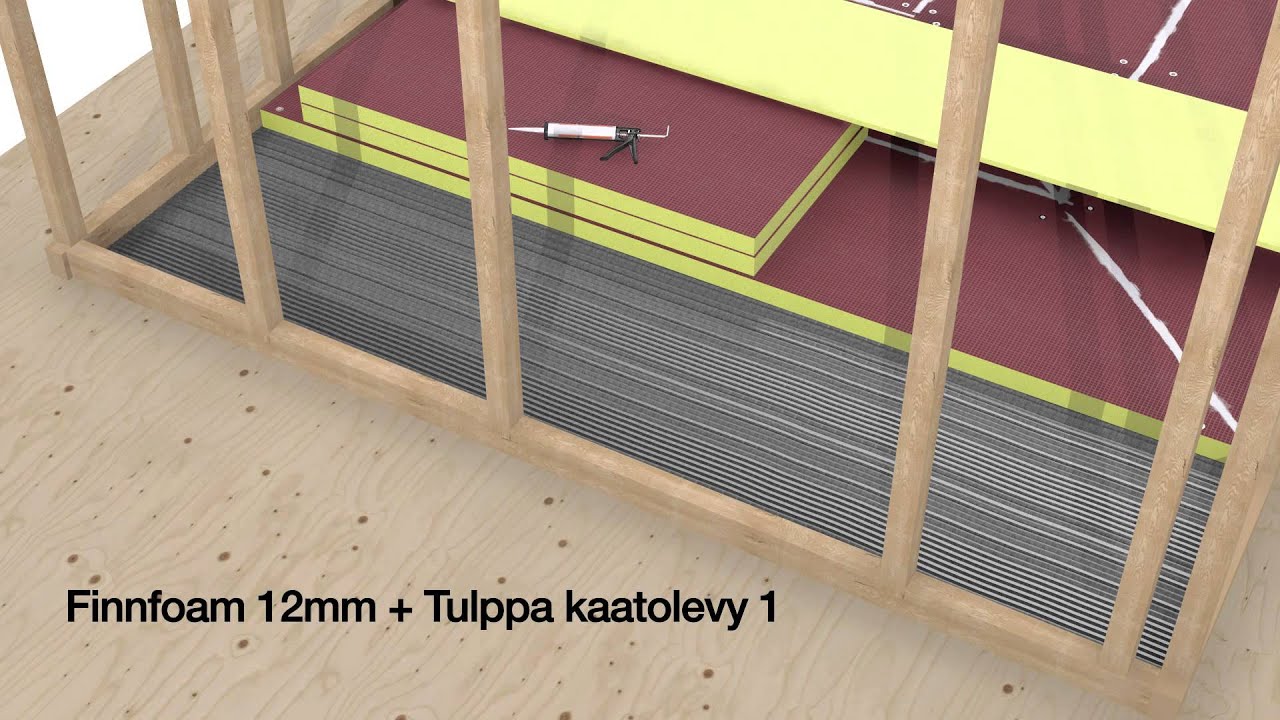 Tulppa-lattiajärjestelmän asennusanimaatio, Finnfoam