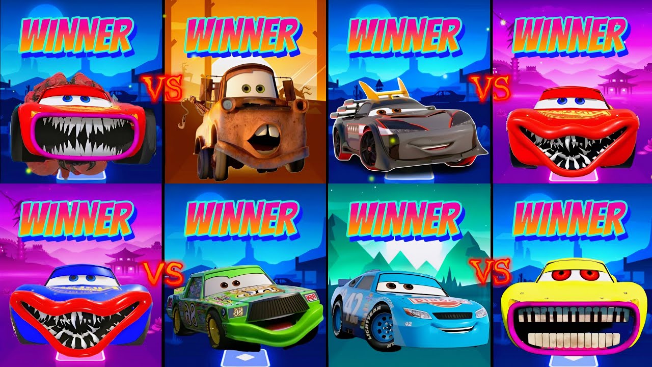 Lightning Mcqueen Car vs Mcqueen Eater in Tiles Hop EDMRush🎶