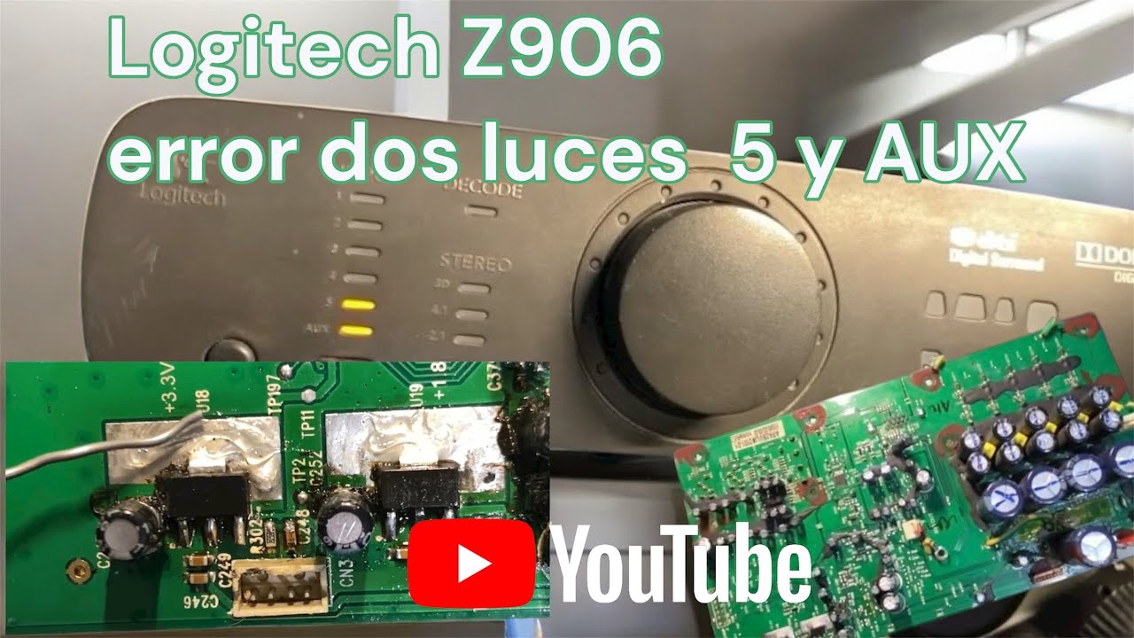 Logitech Z906 error solo encienden dos luces 5 y AUX/ no funciona / no enciende 🔊🎛️/ 