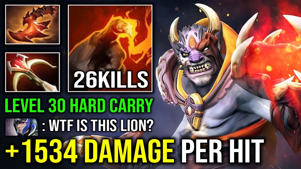LION IS NOT A SUPPORT +1534 Damage Per Hit 1 Shot AOE Burst Max Stack Hard Carry Mid Dota 2