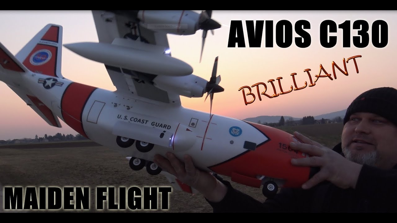 AVIOS C-130 V2 US Coast Guard Scale 1600mm Turboprop 4 motor RC plane EPO PNF Maiden flight