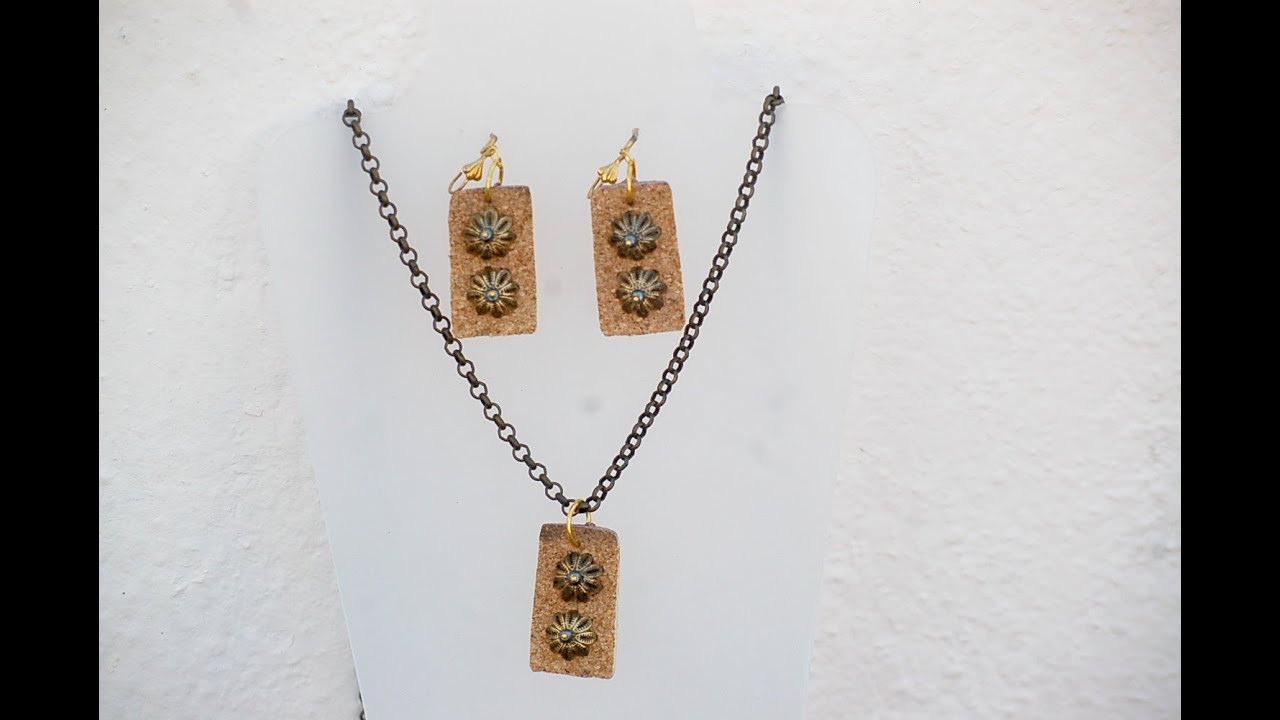 Collar y aretes planos de corcho. Especial de MAYO #2