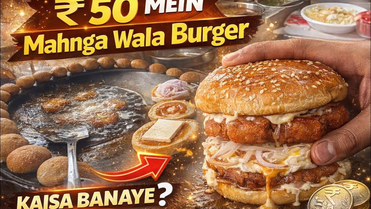 	₹50 Mein Mahnga Wala Burger 😱 | Street Style Cheese Burger Itna Cheese Dekh Ke Shock Ho Jaoge