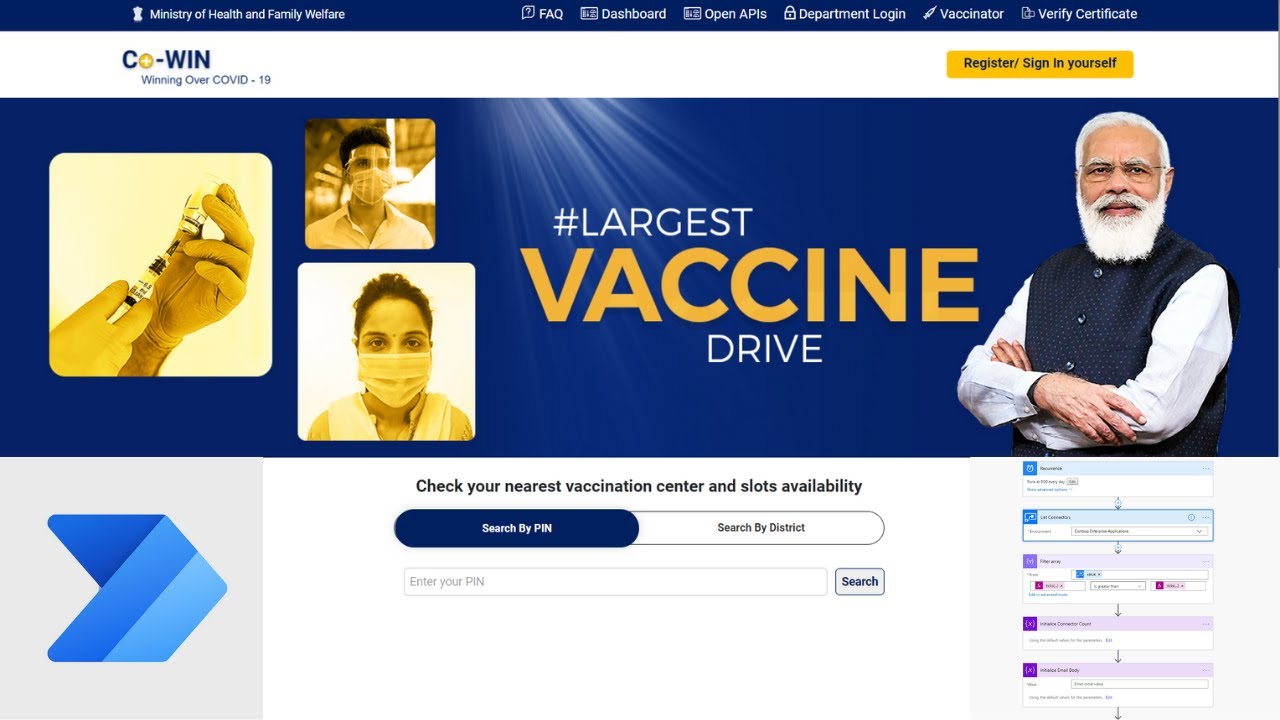 09 Create Power Automate to monitor Vaccine Availability in your area for 18+