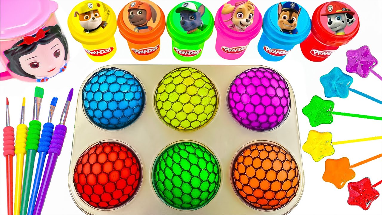 Paw Patrol ASMR 🐾🌈 Making Kinetic Sand Art & Slime Mix with Random Things  Rainbow Clay Coloring