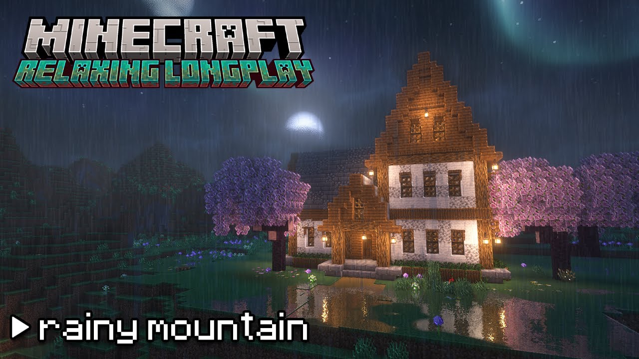 Minecraft Relaxing Longplay | Rainy Mountain |  Cozy House (No Commentary) 1.21.8