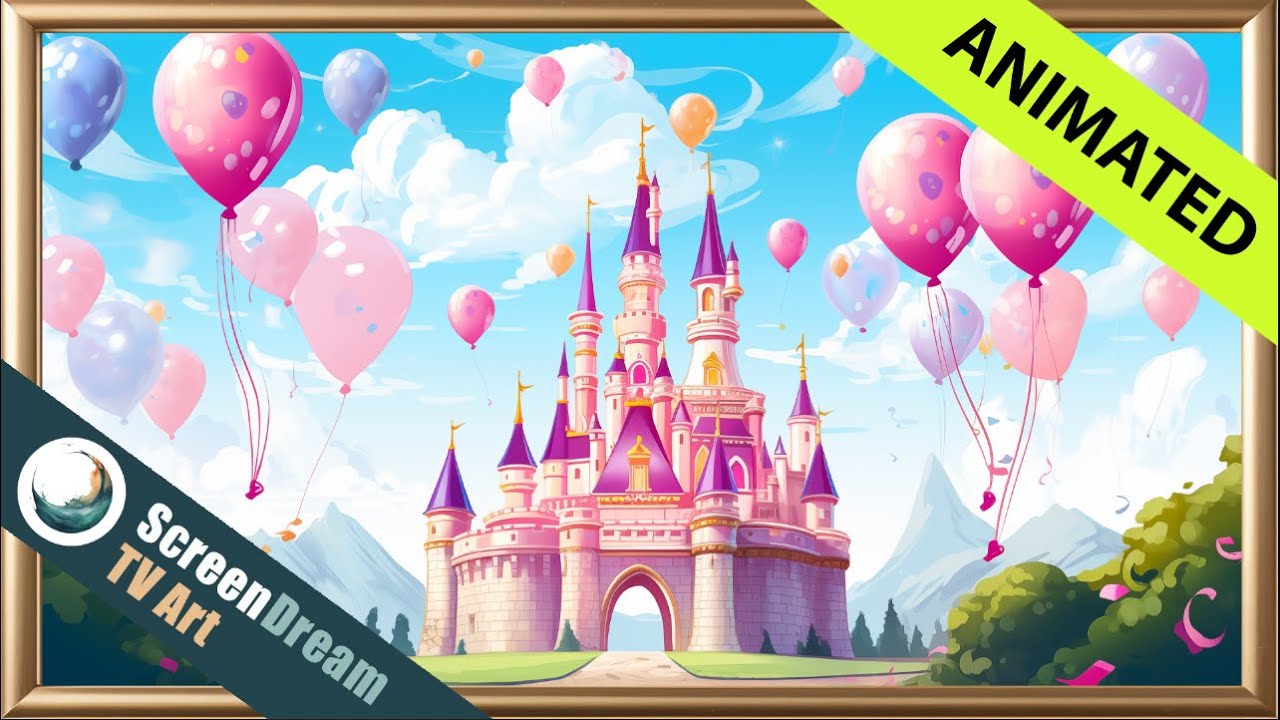 Framed TV Art - Princess Birthday Party | Castle Birthday Party TV Screensaver | Birthday TV Artwork